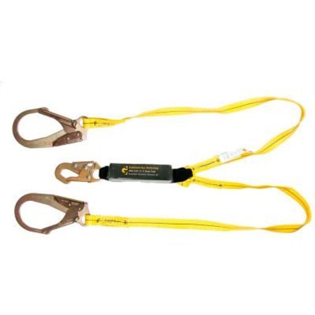 GF PROTECTION Guardian 01231, 6' Double Leg External Shock Lanyard Steel Rebar Hook 1231